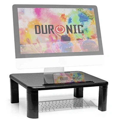 Afbeelding van Duronic DM055 Monitorstandaard 40 x 28 cm LCD LED TV laptopschermverhoger in hoogte verstelbaar van 4 tot 15 werkruimte met sleuf voor smartphone tablet telefoon
