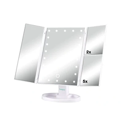 Afbeelding van Beper P302VIS050 Make up spiegel met LED verlichting en vergrootte delen.