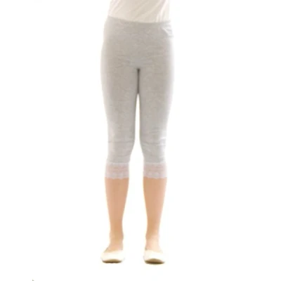 Afbeelding van YESET Meisjes kinderlegging Capri 3/4 kort met kant katoen, Lichtgrijs