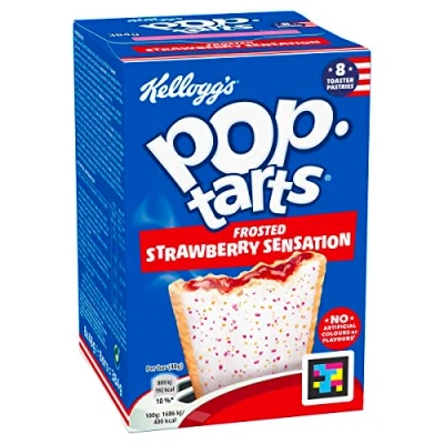 Afbeelding van Kellogg Pop Tarts Frosted Strawberry Sensation Klassiek voor broodrooster 8 gebak met heerlijke aardbeien en appelcrème grillen of koud eten enkele verpakking (8 x 48 g)