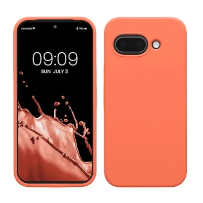 Afbeelding van kwmobile telefoonhoesje geschikt voor Google Pixel 9a Hoesje met siliconen coating Smartphone case in levendig koraal