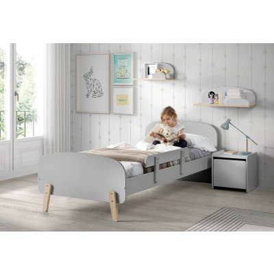 Afbeelding van LUCEVI Kiddy bed + Nachtkastje Hangplankjes Uitvalbeveiliging Cool Grey 90x200 cm