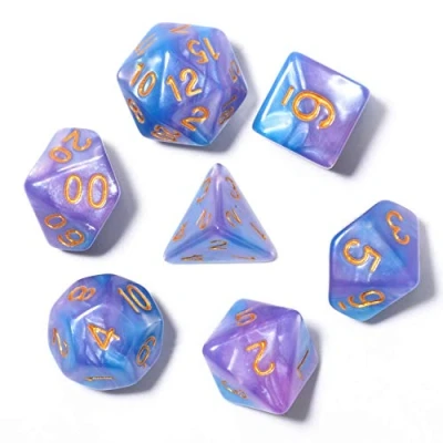 Afbeelding van FLASHOWL Dobbelstenen Sets Parelmoer Polynes Kralen Serie D20 DND, D12, D10, D8, D6, D4 DND RPG MTG Dubbele kleuren in één stuk voor Tafelspel (7 stuks)