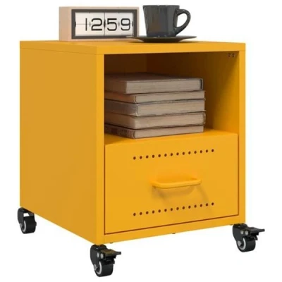 Afbeelding van Nachtkastjes 2 st 36x39x43,5 cm staal mosterdgeel