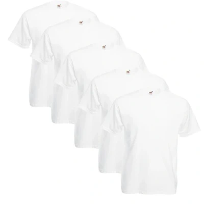 Afbeelding van Fruit of the Loom Valueweight T shirt in verpakking van 5 stuks, Wit