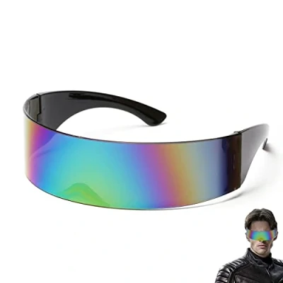 Afbeelding van KAYLRE Rave Snelle zonnebril, futuristische ruimtebril, buitenaardse bril, glazen, voor cosplay (kleurrijk)