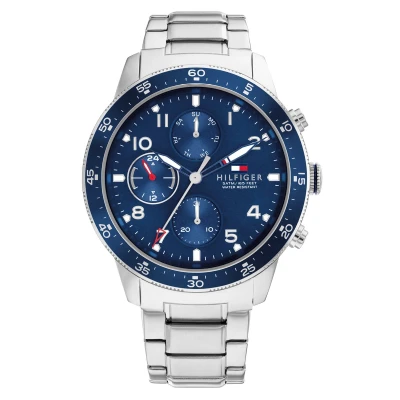 Afbeelding van Tommy Hilfiger 1791949, analoog, multifunctioneel, kwartshorloge voor heren, met armband van roestvrij staal zilverkleurig, armband, zilver.