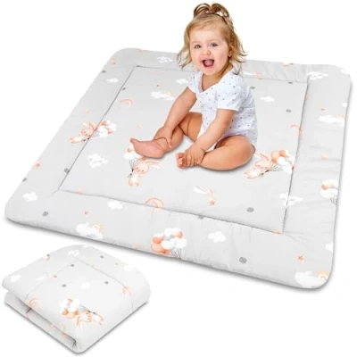Afbeelding van Kruipmat voor babykamer Vloermatras kinderspeeltjes in het park, dik katoenen tapijt baby&#039;s en kinderen, 100 cm, konijn