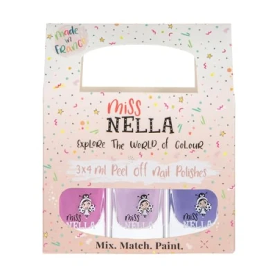 Afbeelding van Miss Nella Purple Unicorn Peel Off, geurloos, op waterbasis en veilig voor kinderen, verpakking van 3 paarse nagellak