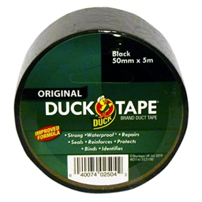 Afbeelding van Duck Tape 260131 Original, zwart, verbeterde formule, hoge sterkte, waterdicht, Gaffer en Duct plakband, reparatietape, 50 mm x 5 m