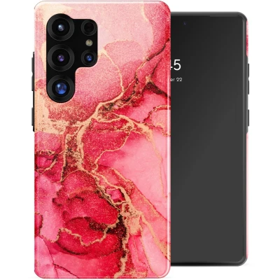 Afbeelding van Selencia Hoesje Geschikt voor Samsung Galaxy S25 Ultra Vivid Backcover Rosy Marble
