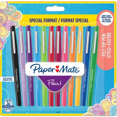 Afbeelding van Paper Mate Flair viltstiften Medium punt (0,7 mm) Diverse kleuren 12 stuks