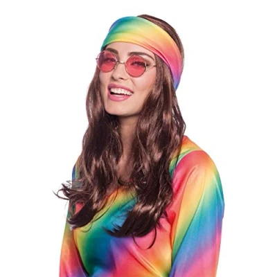 Afbeelding van Folat Hippie pruik With Headband Carnaval accessoires Pruiken
