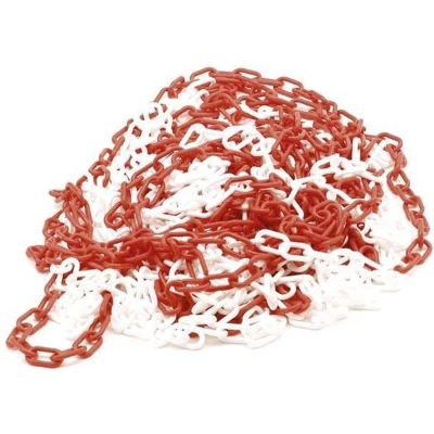 Afbeelding van Signalisatieketting Perel 25 meter (Rood/Wit, Kunststof)