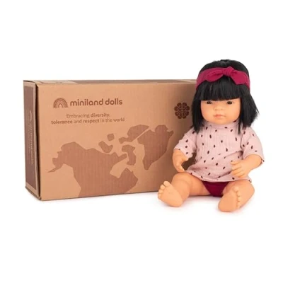 Afbeelding van Miniland Cadeauset voor poppen: 38 cm Aziatische babypop + Dune set, meerkleurig, 31219