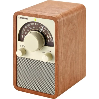 Afbeelding van Sangean WR 15 Retro Radio met AM en FM Bluetooth speaker unieke houten kast Walnoot