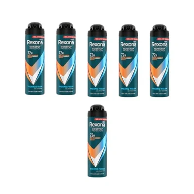 Afbeelding van Rexona Men Nonstop Protection 6 x 150 ml frisse thermische spray deodorant met 72 uur bescherming tegen zweet en lichaamsgeur
