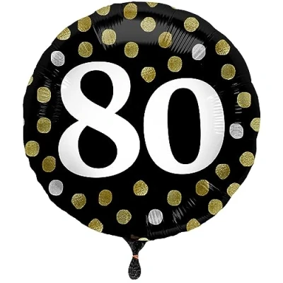 Afbeelding van Folat Folieballon Glossy Black 80 jaar 45 cm