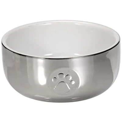Afbeelding van Trixie Keramische Voer/Waterbak Kattenvoerbak 0.3 /ø 11 cm 1 l Zilver Wit stuk Ø 11mm