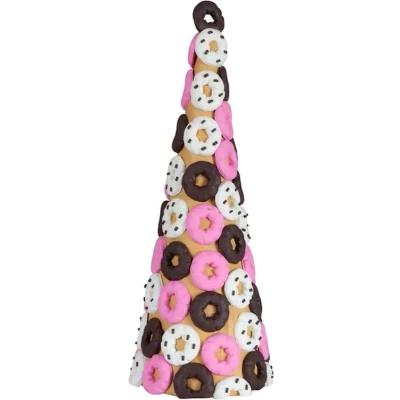 Afbeelding van Tafeldecoratie Peperkoekjes Kerstboom met donuts 31 cm