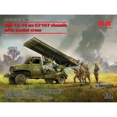 Afbeelding van 1:35 ICM 35596 BM 13 16 on G7107 Chassis w/Soviet Crew Plastic Modelbouwpakket