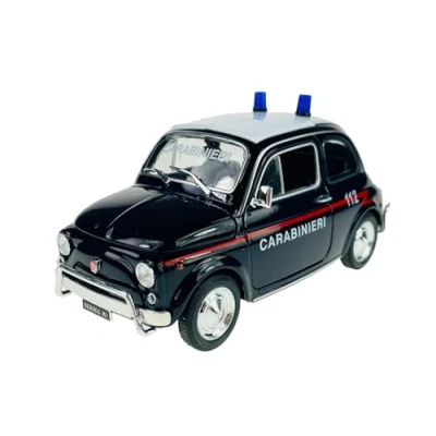 Afbeelding van Welly Fiat Nuova 500 Carabinieri Politie 1957 1975 ca 1/24 Metalen automodel in doos