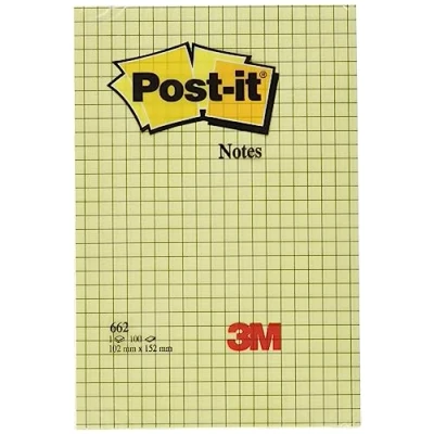 Afbeelding van Memoblok 3M Post it 662 102x152mm ruit geel