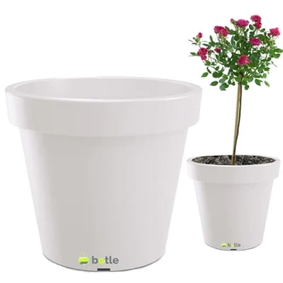 Afbeelding van botle Bloempot, kunststof, 58 x 52,2 cm, met wielbasis, transportwielen, wit