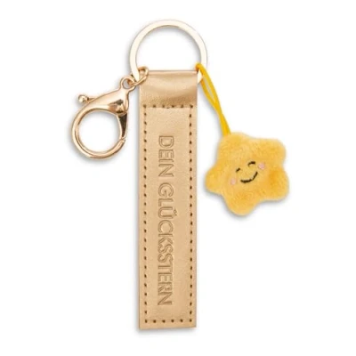 Afbeelding van NICI Sleutelhanger &quot;Dein Glücksstern&quot; Kunstleren armband 10 cm Met gouden ster metgezel voor rugzak of tas groot en klein 62029