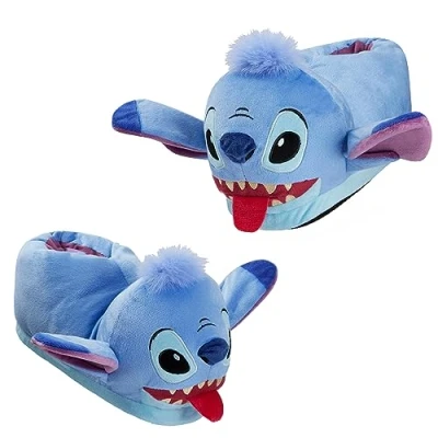 Afbeelding van Disney Pantoffels voor dames, pluche, volwassenen, grappig, cadeau idee, Stitch, Iejoor, Baby Yoda, Blauw/Roze Stitch