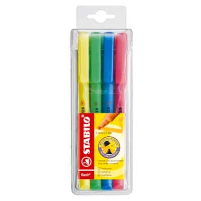 Afbeelding van STABILO flash markeerstift, etui van 4 stuks in geassorteerde kleuren markeerstift