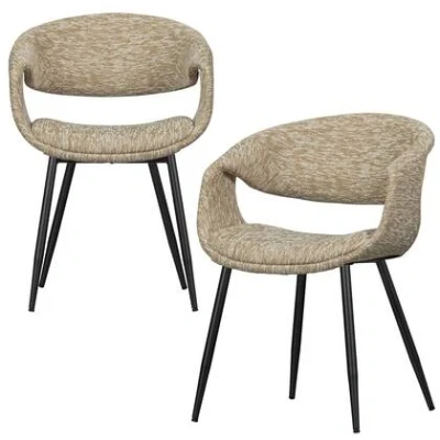 Afbeelding van WOOOD Yossi Eetkamerstoelen Met Metalen Zwarte Poot Zand Set van 2