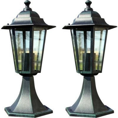 Afbeelding van VidaXL Tuinlampen 2 st aluminium donkergroen/zwart