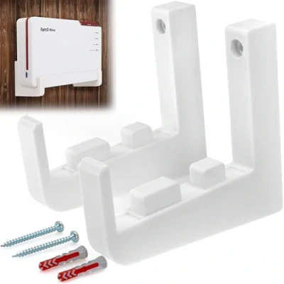 Afbeelding van Babotech Wandhouder voor AVM Fritz!Box 5690 Pro, robuuste kunststof houder Fritzbox Pro Fiber router, Slim houder, wit, Made in Germany