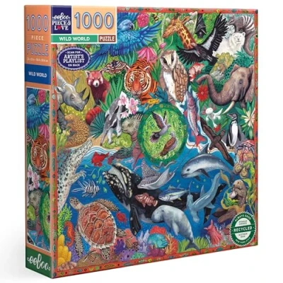 Afbeelding van eeBoo stks Wild World Volwassen puzzel 1000 stukjes gerecycled karton en plantaardige inkt afmetingen 58,5 x cm, PZT114