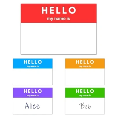 Afbeelding van (Lo My Name Is) zelfklevende naamstickers, 75 x 50 mm 5 kleuren, 250 stuks