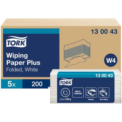 Image de TORK 130043 Papier de nettoyage plié Plus 2 plis 32x39cm W4 (200 pcs.)