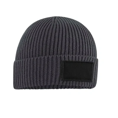 Afbeelding van Beechfield Trendy muts met patch B442R Graphite Grey / Black