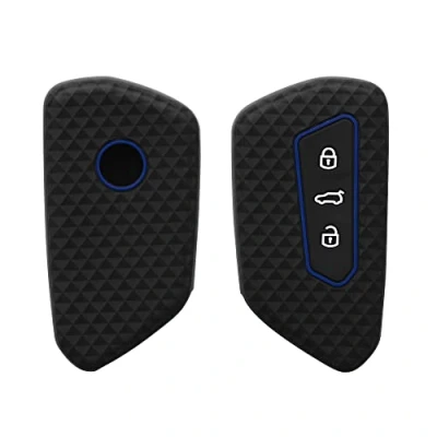 Afbeelding van kwmobile autosleutel hoesje geschikt voor VW Golf 8 3 knops hoes TPU behuizing Beschermende auto sleutel case Sleuteletui in zwart / blauw