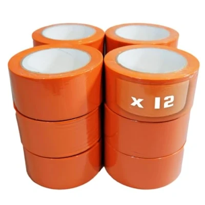 Afbeelding van TECPLAST 12 stuks pvc plakband, gebouw, oranje, 50 mm x 33 m, plakband voor bouwplaats, oranje
