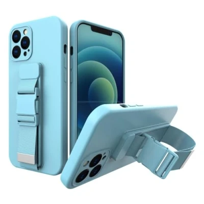 Afbeelding van Touwhoes gelhoes met sleutelkoord ketting handtas Samsung Galaxy A32 5G blauw