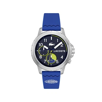 Afbeelding van Lacoste Multifunctioneel analoog kwartshorloge voor heren met blauwe siliconen band 2011205, Blauw, Riem