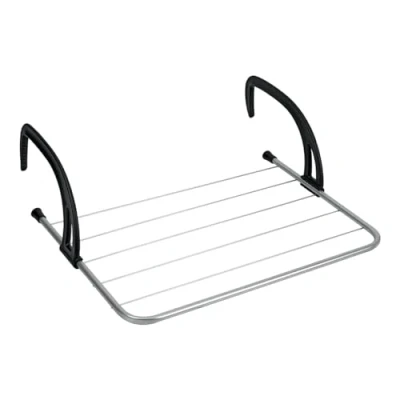 Afbeelding van Metaltex Favonio Radiator Balkon Droogrek 3 M Drooglijn Zilver/Zwart
