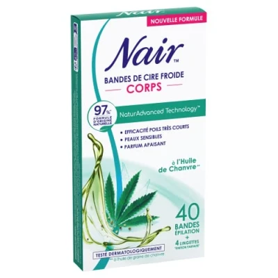 Afbeelding van NAIR Koude waxstrips met hennepolie extract, 97% natuurlijke oorsprong, NaturAdvanced Technology, 40 strips