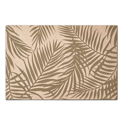 Afbeelding van Zeller placemats palm bladeren print 1x linnen 45 x 30 cm beige/groen