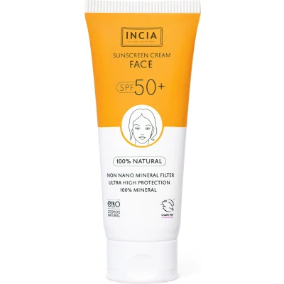 Afbeelding van Incia 100% Natuurlijke SPF 50 Zonnebrandcrème voor het Gezicht Parfumvrij Vegan ml