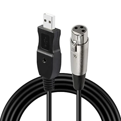 Afbeelding van GELRHONR USB naar XLR Microfoonkabel, Microfoonkabel 3 pins vrouwelijk kabel voor karaoke zang/instrumentenopname (3 m/10 ft)