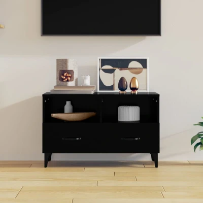 Afbeelding van Tv meubel 80x36x50 cm bewerkt hout zwart