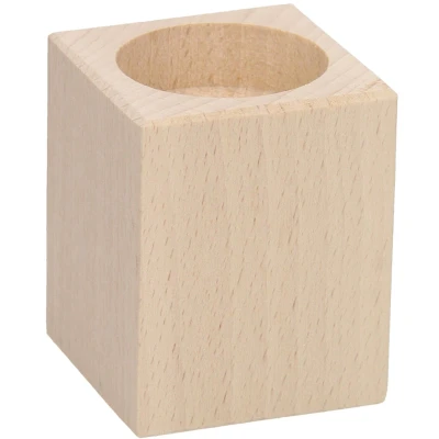 Afbeelding van Houten Waxinelichthouder vierkant beukenhout 5,7cmx5,7cmx7cm