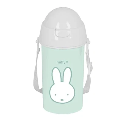 Afbeelding van Fles met deksel en rietje Miffy Munt PVC 500 ml